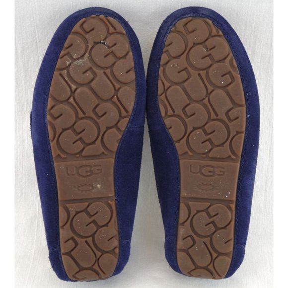 EUC UGG Ansley Stellar Sequin Suede Slip-on Slippers | Moccasin, Navy, Sz. 6 - Picture 8 of 8